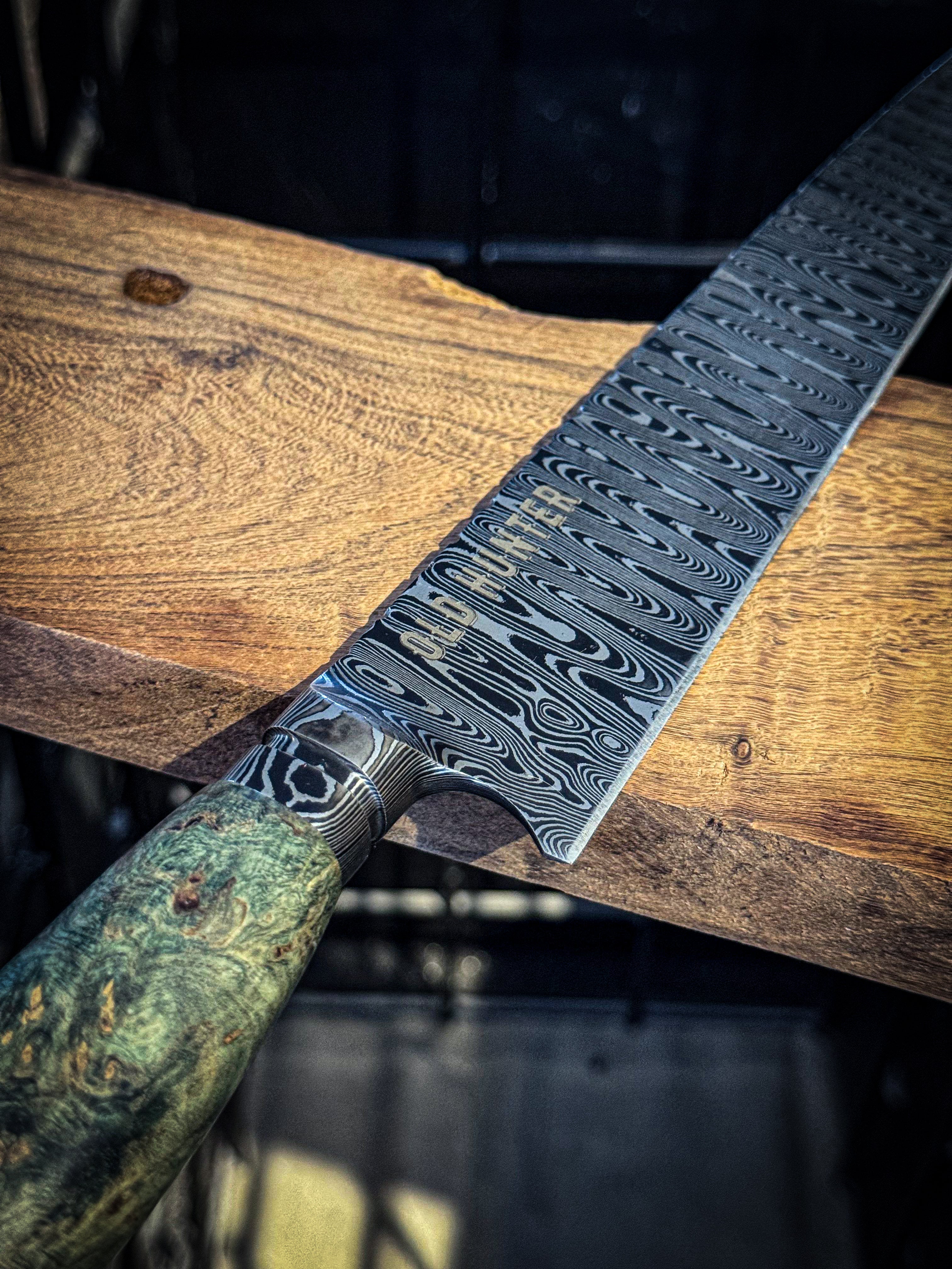 FACA DAMASCO CABO MAPLE BURL- 9 POL- COD 227