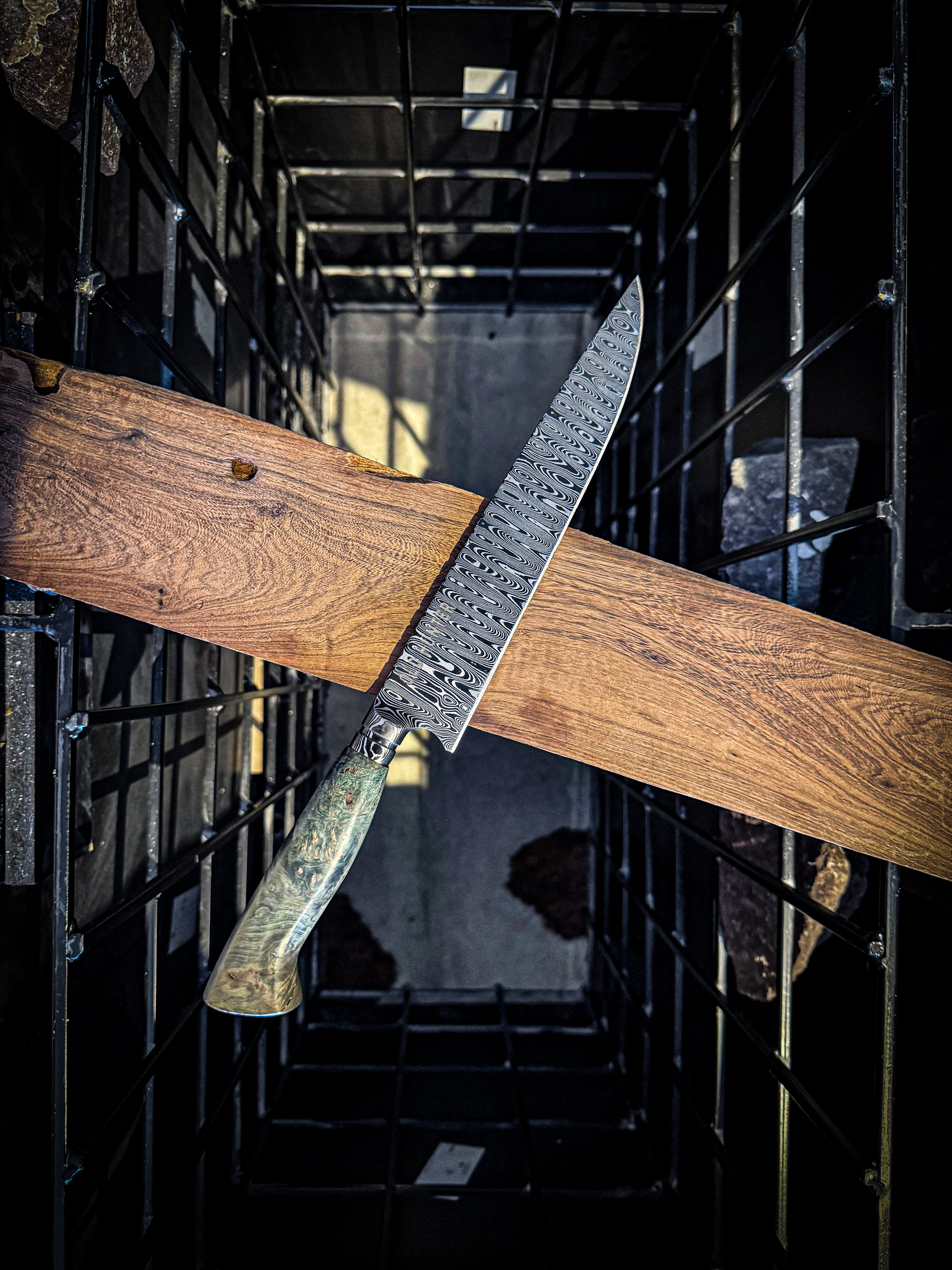 FACA DAMASCO CABO MAPLE BURL- 9 POL- COD 227