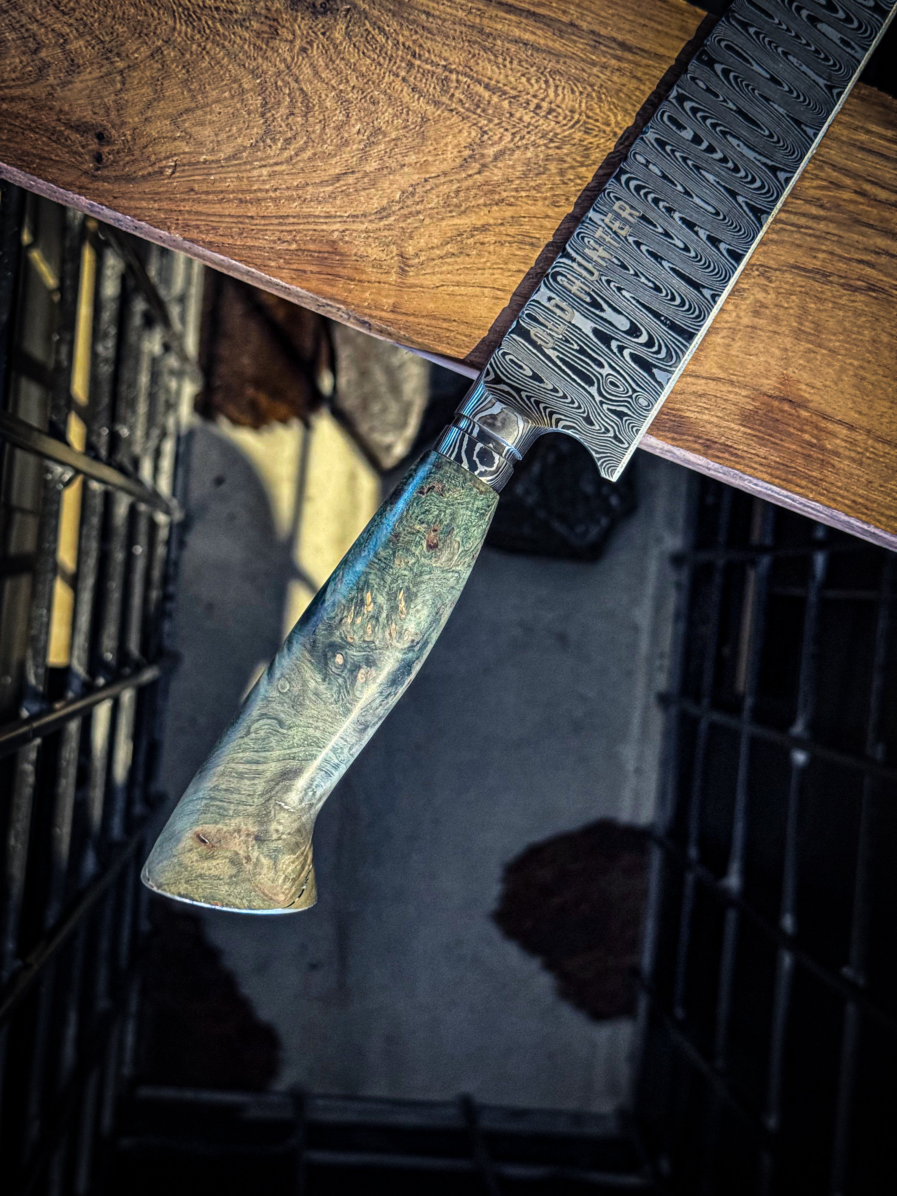 FACA DAMASCO CABO MAPLE BURL- 9 POL- COD 227